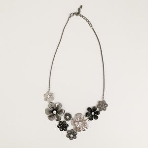 J Crew Silver Floral Necklace - Like New